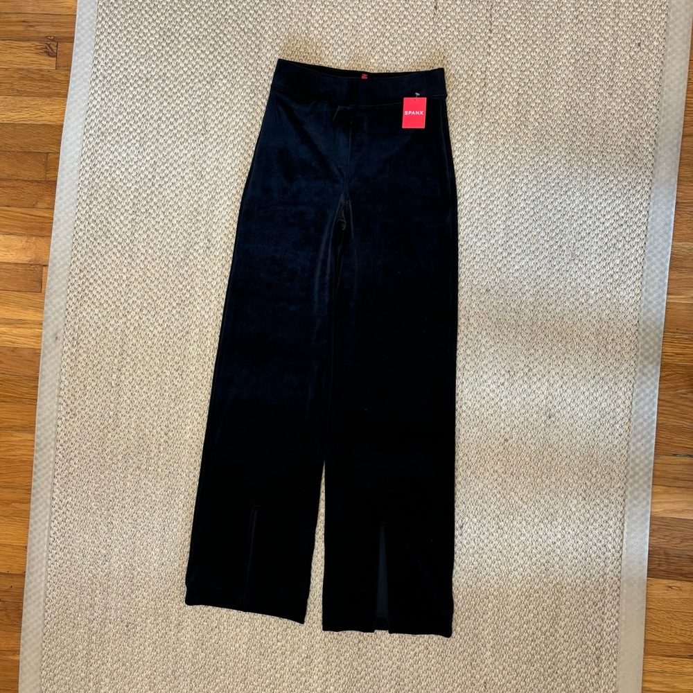 SPANX Front Slit Velvet Pants - Black - Medium NWT